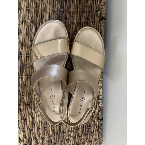 Footin Gold Sandals Wedge Comfort Princess Going Out Glamour Old Money Luxury 5 - Picture 6 of 8